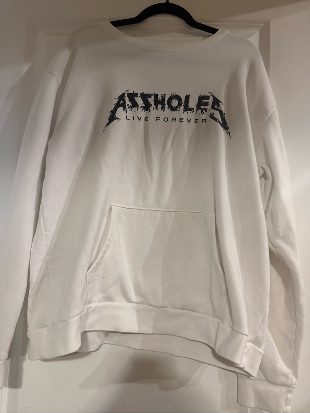 White Graphic Crewneck Sweatshirt - Live Forever
